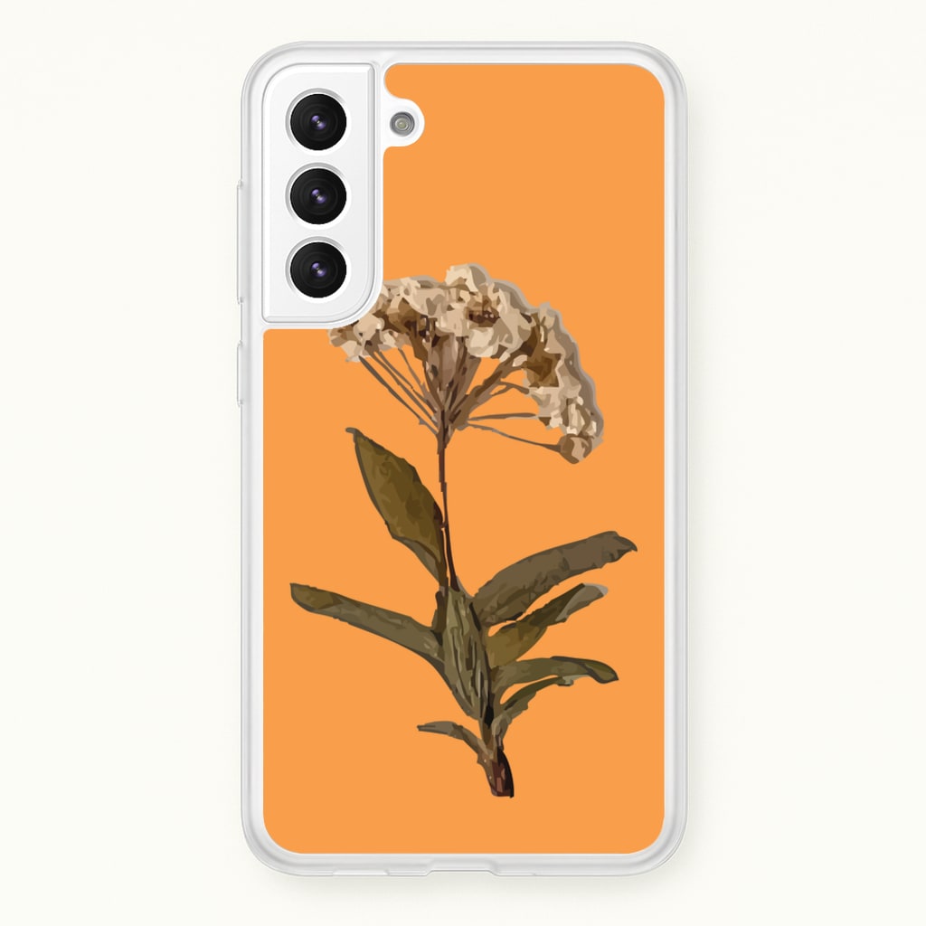 Bright Orange Pressed Flower  - Floral Phone Case for Galaxy S22