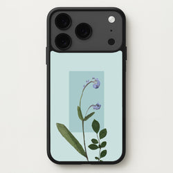 Abstract Blue Pressed Flower Phone Case for iPhone 17 Pro