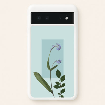 Abstract Blue Pressed Flower  - Floral Phone Case for Google Pixel 6