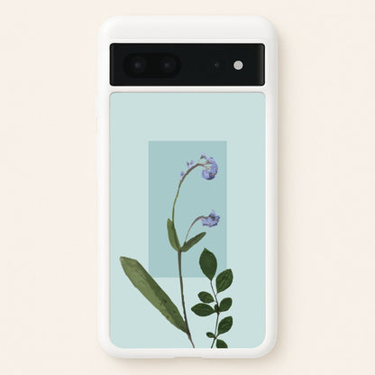Abstract Blue Pressed Flower  - Floral Phone Case for Google Pixel 7