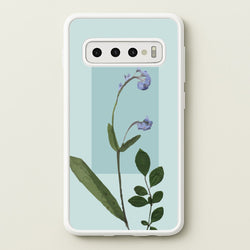 Abstract Blue Pressed Flower  - Floral Phone Case for Galaxy S10