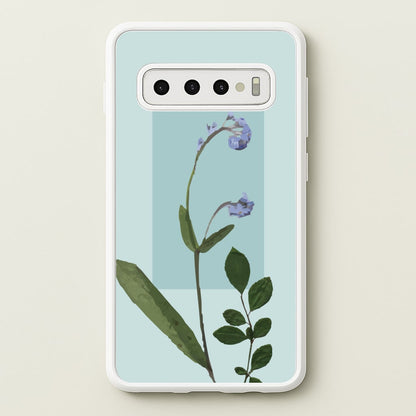 Abstract Blue Pressed Flower  - Floral Phone Case for Galaxy S10