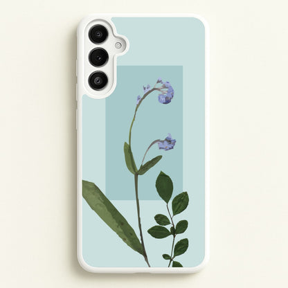Abstract Blue Pressed Flower  - Floral Phone Case for Galaxy A34