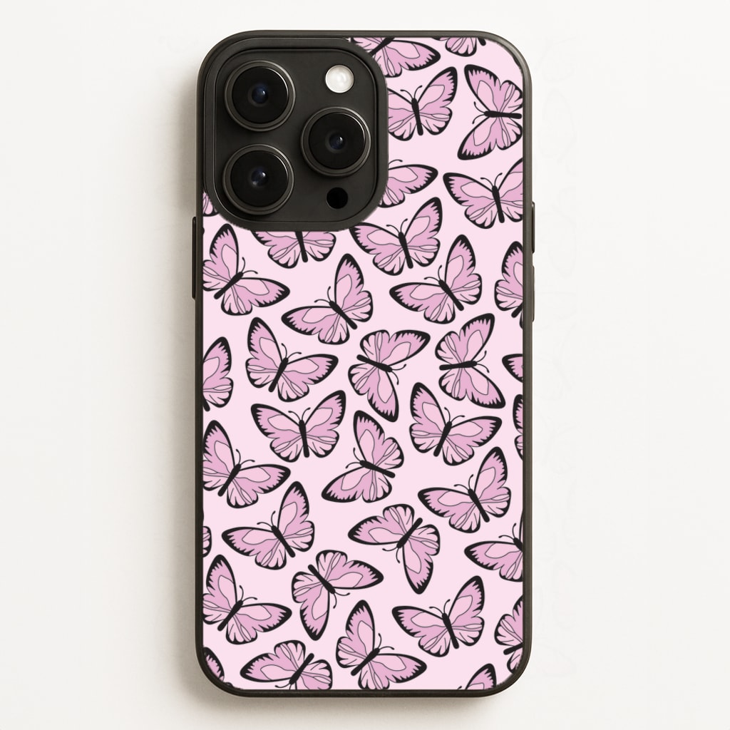 Pink And Black Butterfly - Butterfly Patterns Phone Case