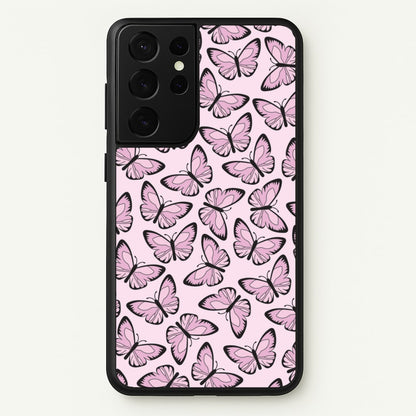 Pink And Black Butterfly - Butterfly Patterns  - Butterfly Patterns Phone Case for Galaxy S21 Ultra