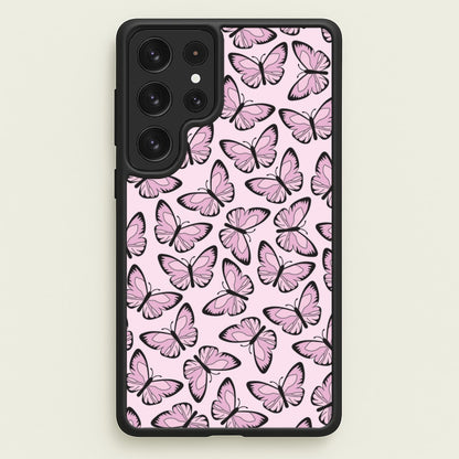 Pink And Black Butterfly - Butterfly Patterns  - Butterfly Patterns Phone Case for Galaxy S22 Ultra