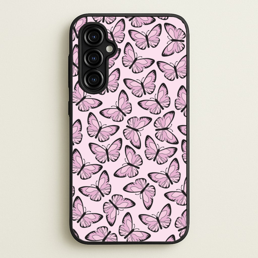Pink And Black Butterfly - Butterfly Patterns  - Butterfly Patterns Phone Case for Galaxy A54