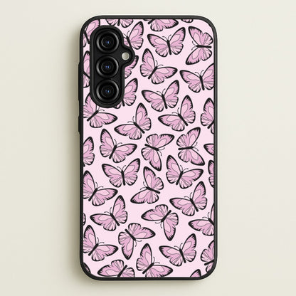 Pink And Black Butterfly - Butterfly Patterns  - Butterfly Patterns Phone Case for Galaxy A54