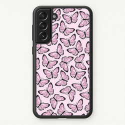 Pink And Black Butterfly - Butterfly Patterns  - Butterfly Patterns Phone Case for Galaxy S21