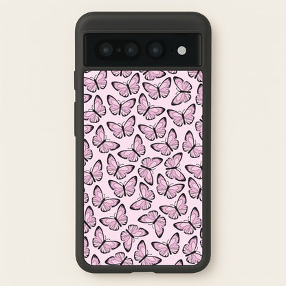 Pink And Black Butterfly - Butterfly Patterns  - Butterfly Patterns Phone Case for Google Pixel 7 Pro