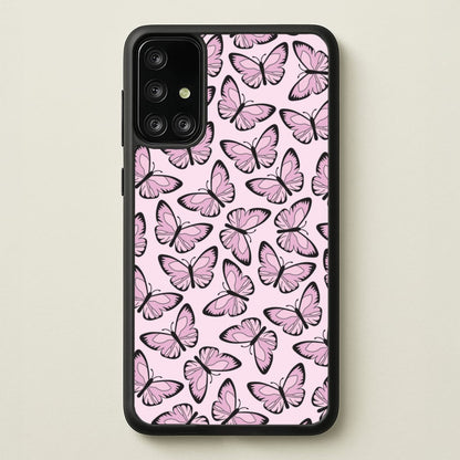 Pink And Black Butterfly - Butterfly Patterns  - Butterfly Patterns Phone Case for Galaxy A71