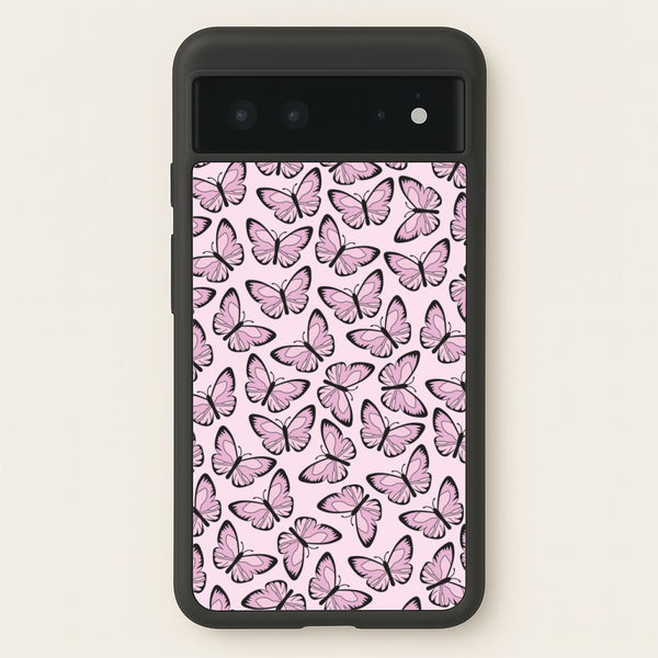 Pink And Black Butterfly - Butterfly Patterns  - Butterfly Patterns Phone Case for Google Pixel 6