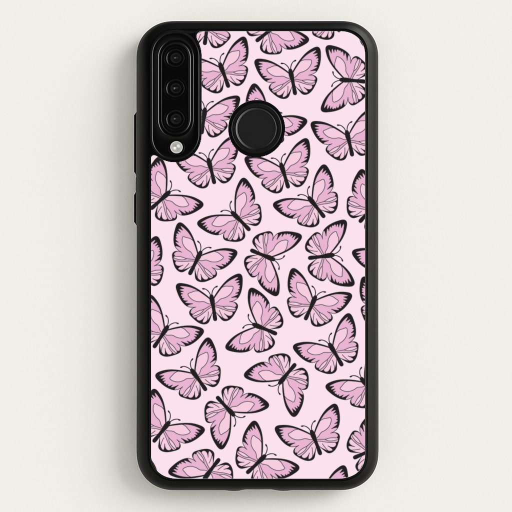 Pink And Black Butterfly - Butterfly Patterns  - Butterfly Patterns Phone Case for Huawei P30 Lite