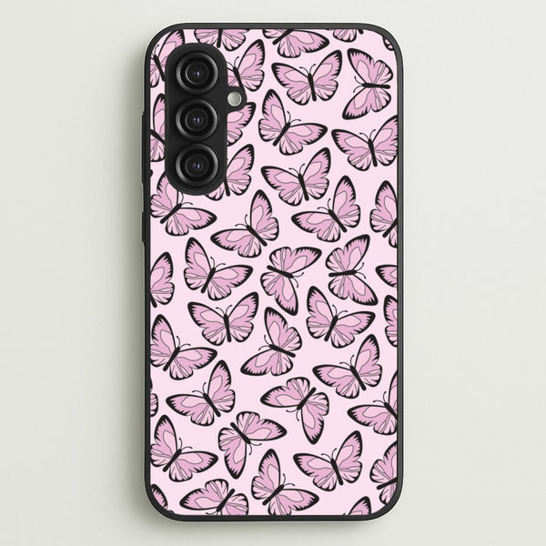 Pink And Black Butterfly - Butterfly Patterns  - Butterfly Patterns Phone Case for Galaxy S23FE
