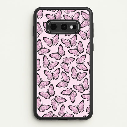 Pink And Black Butterfly - Butterfly Patterns  - Butterfly Patterns Phone Case for Galaxy S10e