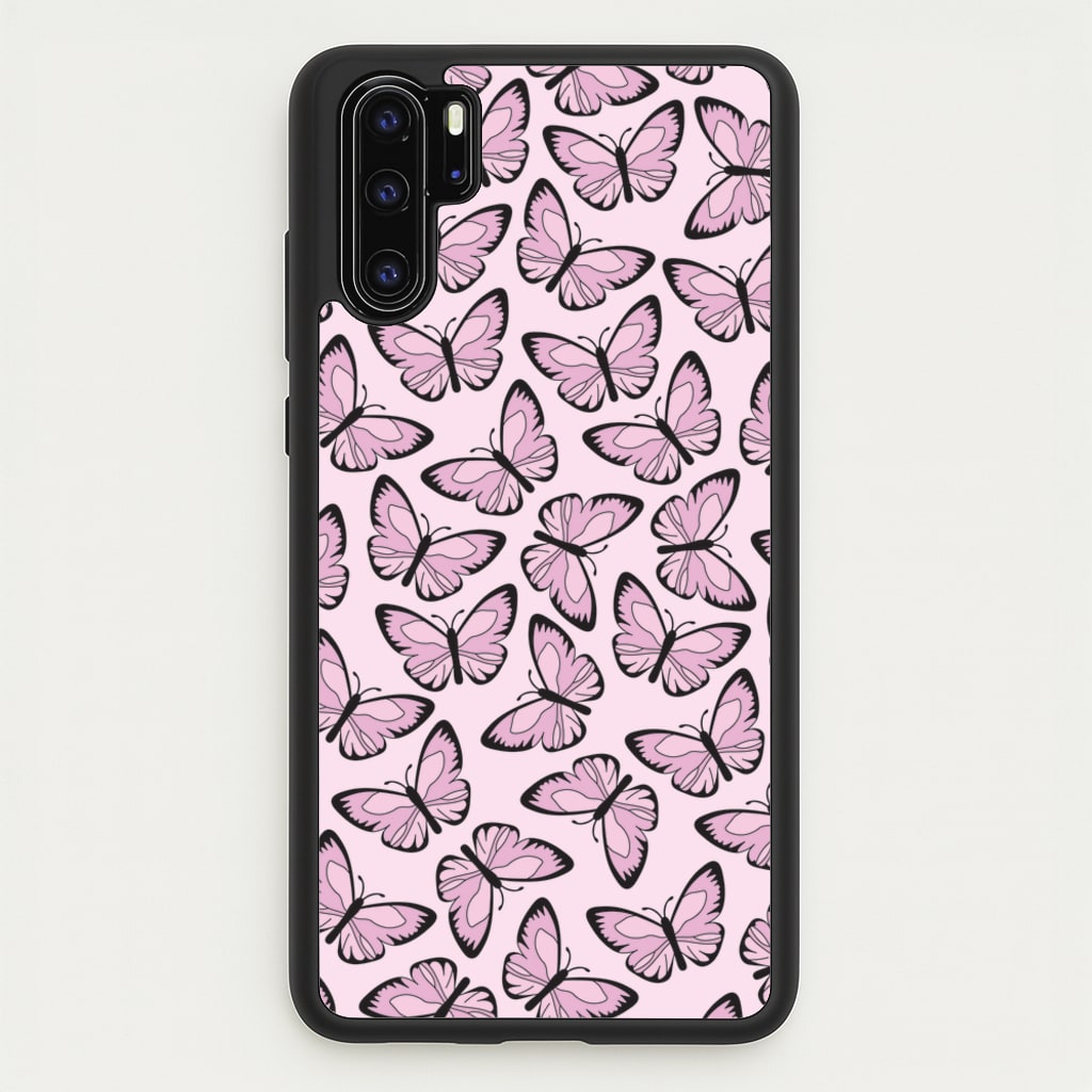 Pink And Black Butterfly - Butterfly Patterns  - Butterfly Patterns Phone Case for Huawei P30 Pro