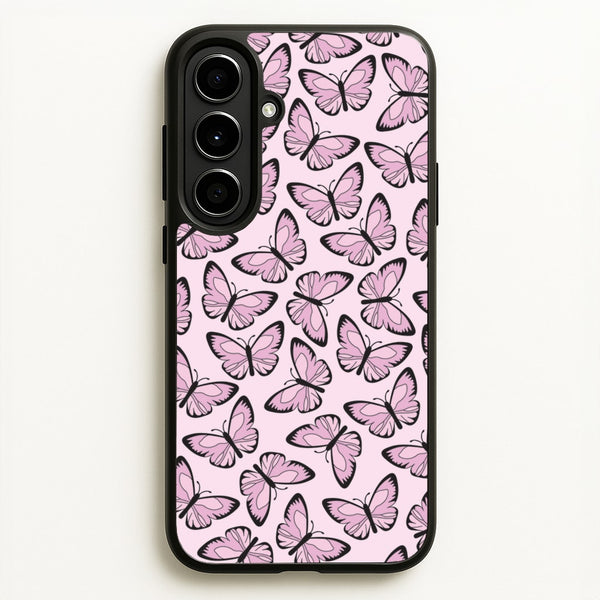 Pink And Black Butterfly - Butterfly Patterns  - Butterfly Patterns Phone Case for Galaxy A56