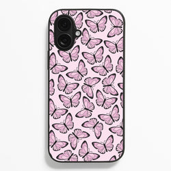 Pink And Black Butterfly - Butterfly Patterns  - Butterfly Patterns Phone Case for iPhone 16 Plus