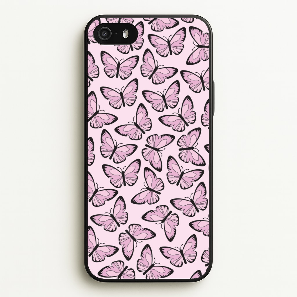 Pink And Black Butterfly - Butterfly Patterns  - Butterfly Patterns Phone Case for iPhone 5 / 5s / SE 2016