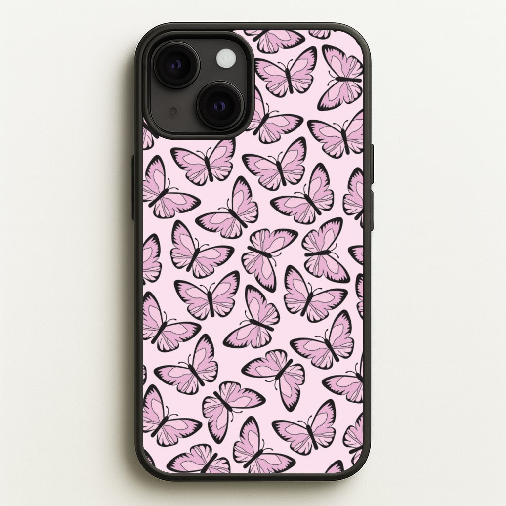 Pink And Black Butterfly - Butterfly Patterns  - Butterfly Patterns Phone Case for iPhone 13