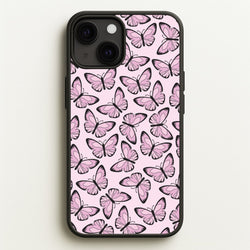 Pink And Black Butterfly - Butterfly Patterns  - Butterfly Patterns Phone Case for iPhone 13