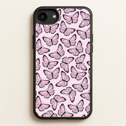 Pink And Black Butterfly - Butterfly Patterns  - Butterfly Patterns Phone Case for iPhone 6 / 7 / 8 / SE