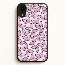 Pink And Black Butterfly - Butterfly Patterns  - Butterfly Patterns Phone Case for iPhone XR
