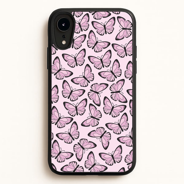 Pink And Black Butterfly - Butterfly Patterns  - Butterfly Patterns Phone Case for iPhone XR