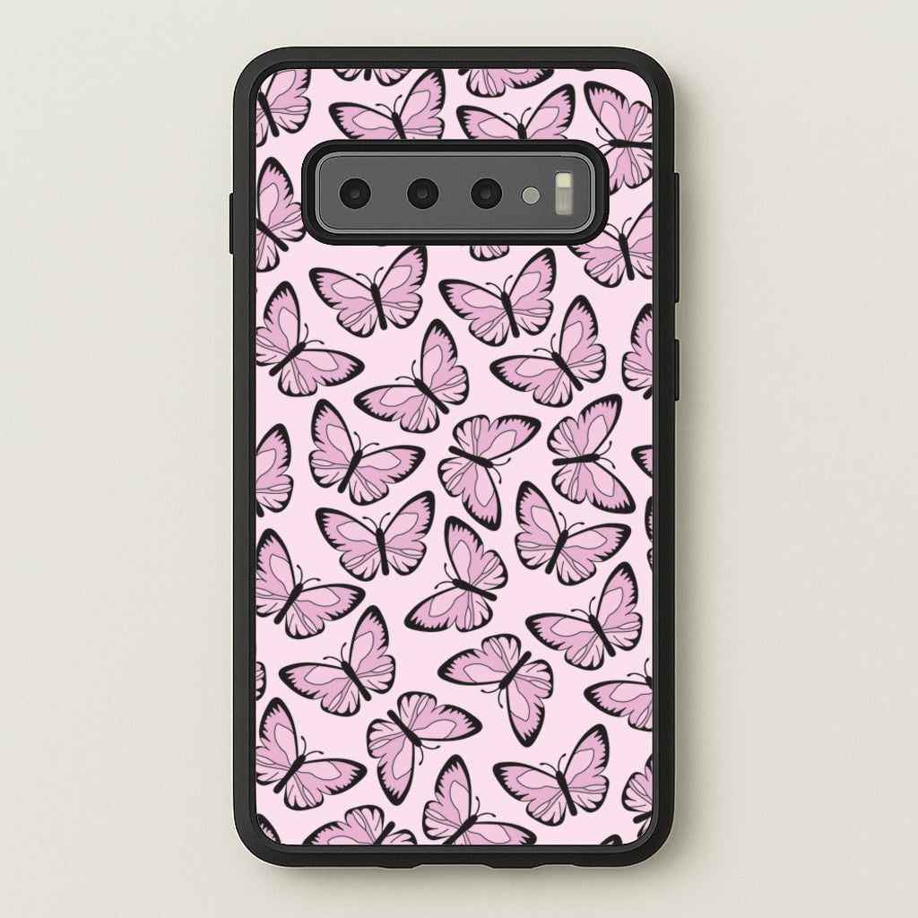 Pink And Black Butterfly - Butterfly Patterns  - Butterfly Patterns Phone Case for Galaxy S10