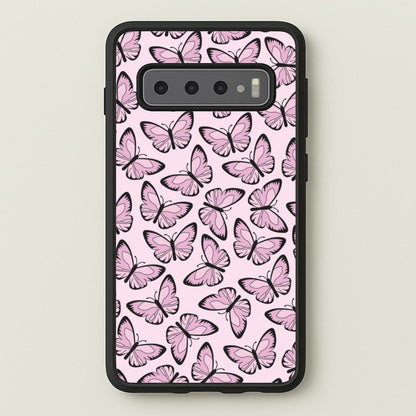 Pink And Black Butterfly - Butterfly Patterns  - Butterfly Patterns Phone Case for Galaxy S10
