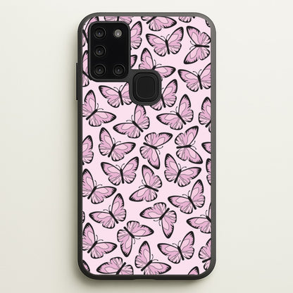Pink And Black Butterfly - Butterfly Patterns  - Butterfly Patterns Phone Case for Galaxy A21s
