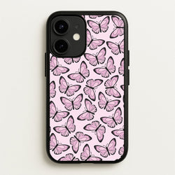 Pink And Black Butterfly - Butterfly Patterns  - Butterfly Patterns Phone Case for iPhone 12 / 12 Pro