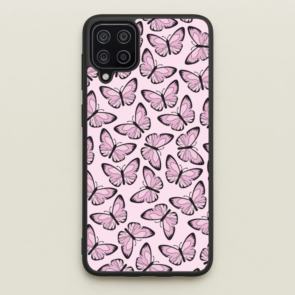 Pink And Black Butterfly - Butterfly Patterns  - Butterfly Patterns Phone Case for Galaxy A12