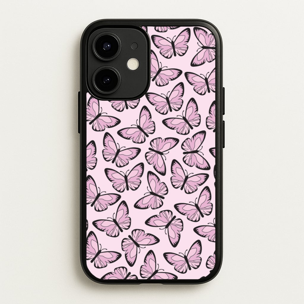 Pink And Black Butterfly - Butterfly Patterns  - Butterfly Patterns Phone Case for iPhone 12 Mini
