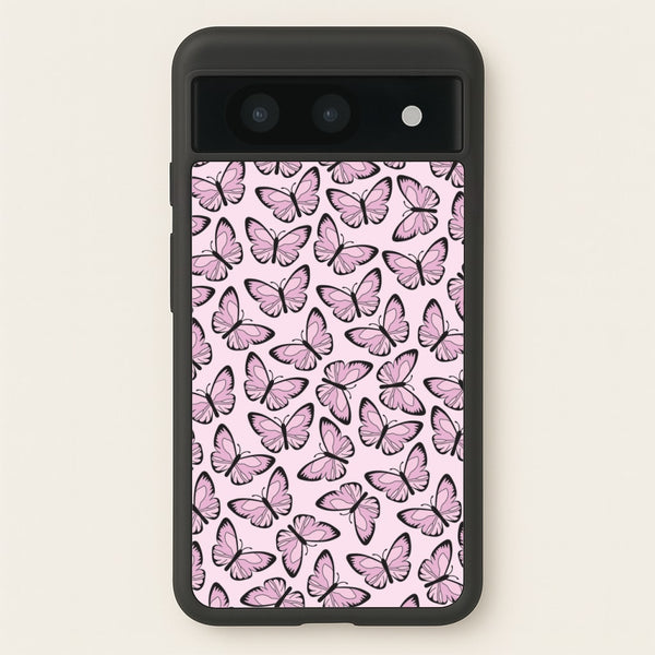 Pink And Black Butterfly - Butterfly Patterns  - Butterfly Patterns Phone Case for Google Pixel 8a