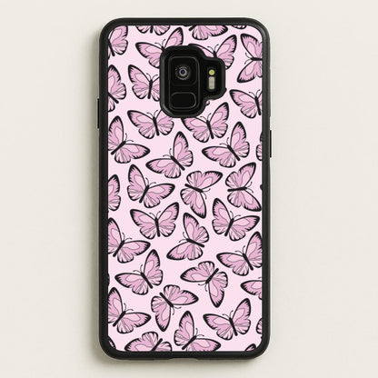 Pink And Black Butterfly - Butterfly Patterns  - Butterfly Patterns Phone Case for Galaxy S9