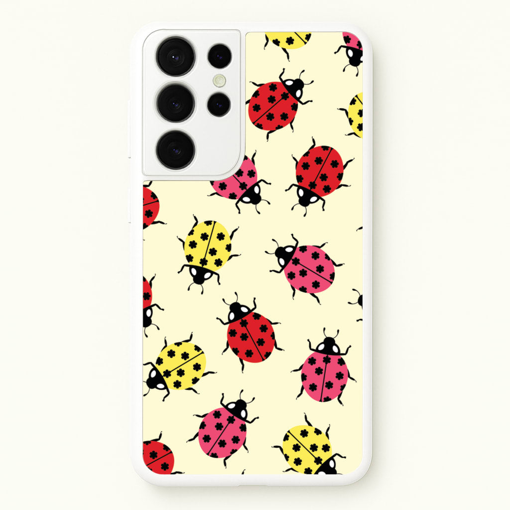 Ladybugs With Flower Spots Pattern  - Patterns Phone Case for Galaxy S21 Ultra