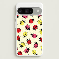 Ladybugs With Flower Spots Pattern Phone Case for Google Pixel 10 / 10 Pro