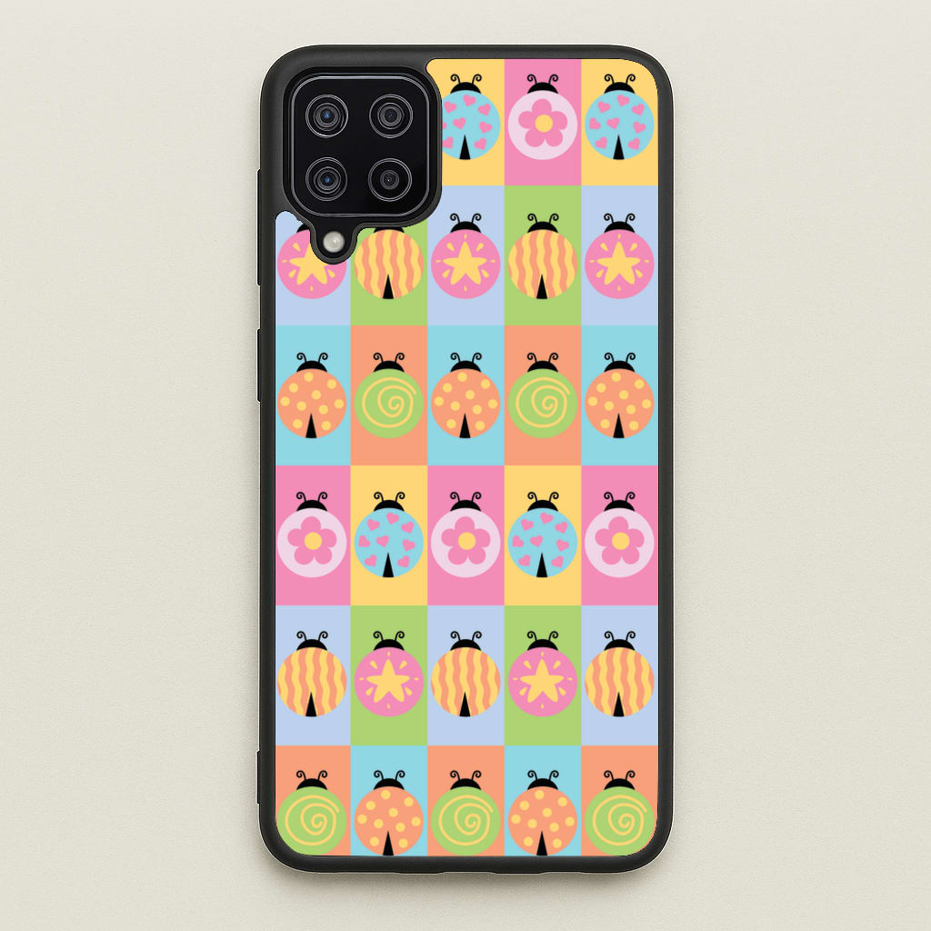 Cartoon Ladybugs Colourful Pattern  - Patterns Phone Case for Galaxy A12