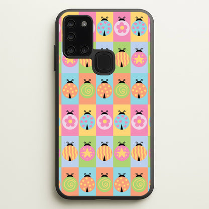 Cartoon Ladybugs Colourful Pattern  - Patterns Phone Case for Galaxy A21s