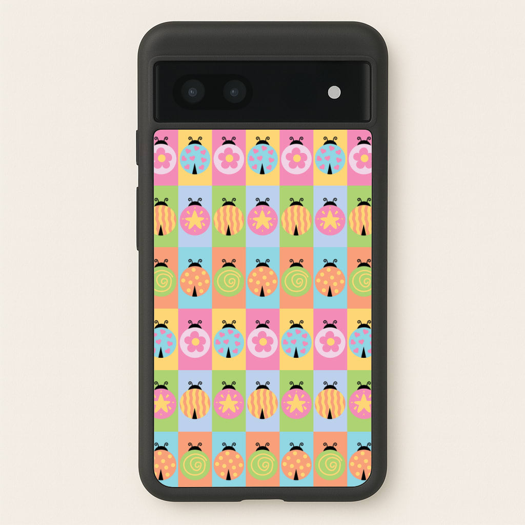 Cartoon Ladybugs Colourful Pattern  - Patterns Phone Case for Google Pixel 7a