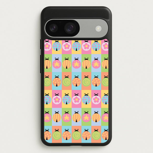 Cartoon Ladybugs Colourful Pattern  - Patterns Phone Case for Google Pixel 9 / 9 Pro