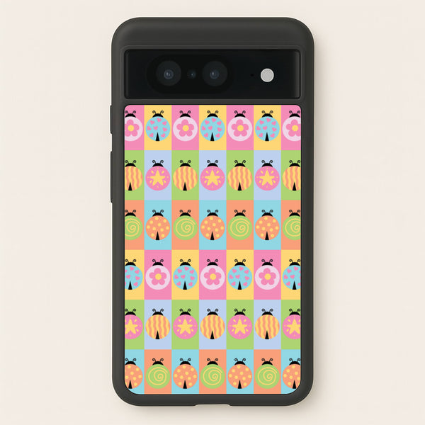 Cartoon Ladybugs Colourful Pattern  - Patterns Phone Case for Google Pixel 8