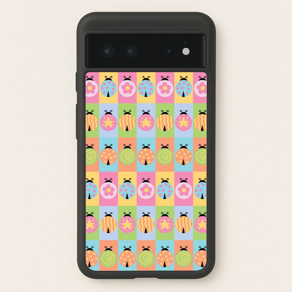 Cartoon Ladybugs Colourful Pattern  - Patterns Phone Case for Google Pixel 6