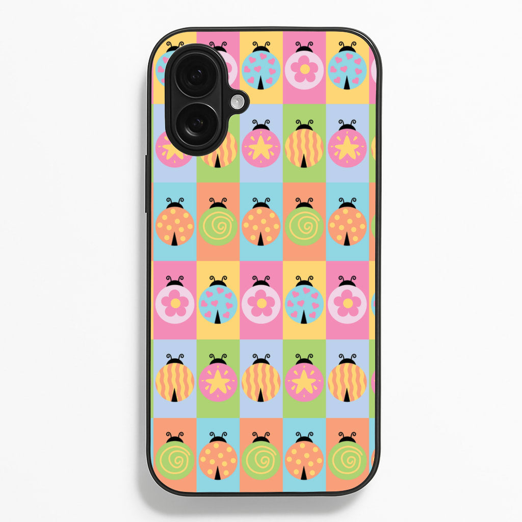 Cartoon Ladybugs Colourful Pattern  - Patterns Phone Case for iPhone 16 Plus