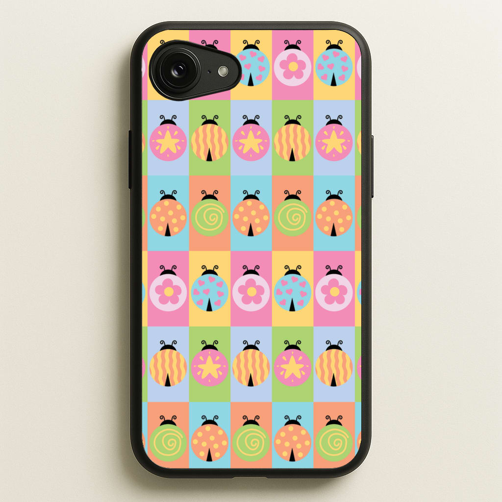 Cartoon Ladybugs Colourful Pattern  - Patterns Phone Case for iPhone 16e
