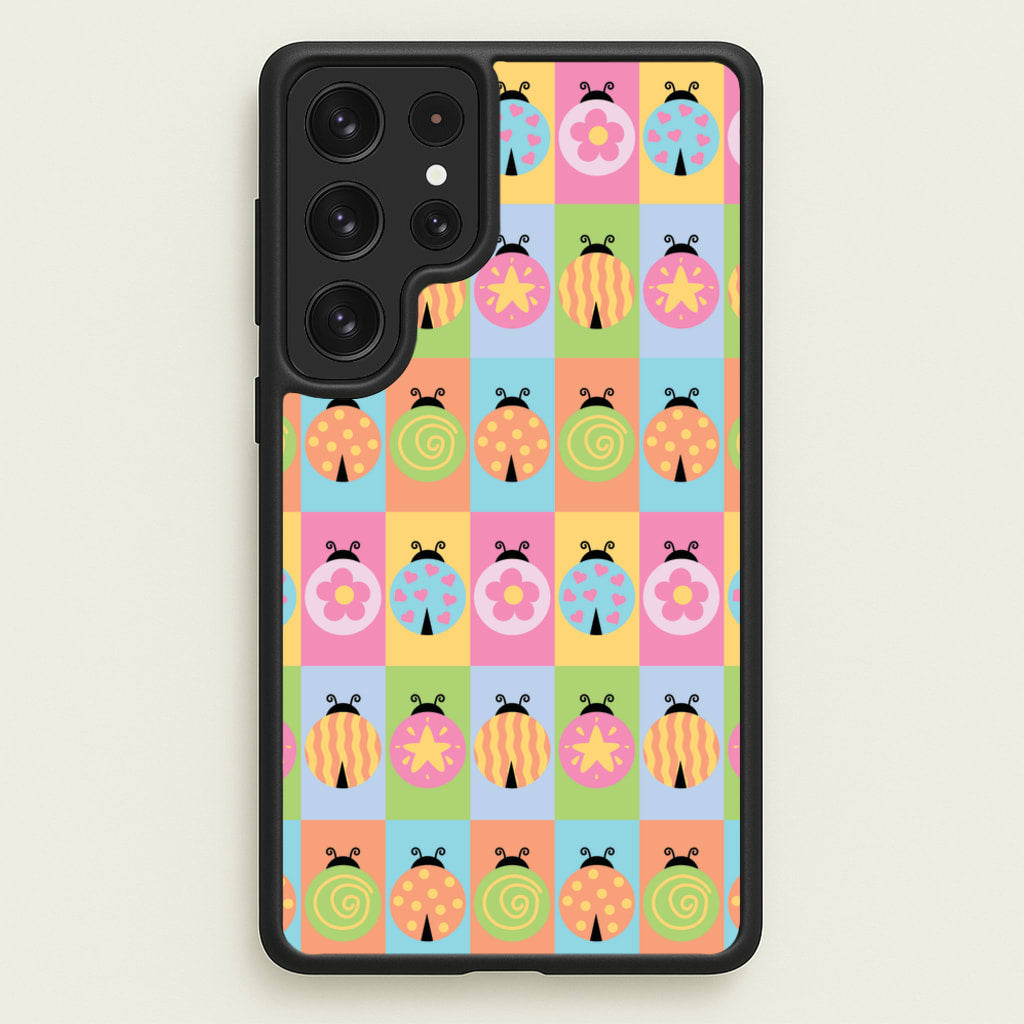 Cartoon Ladybugs Colourful Pattern  - Patterns Phone Case for Galaxy S23 Ultra