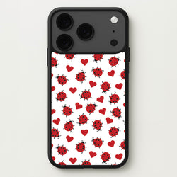 Ladybugs And Hearts Pattern Phone Case for iPhone 17 Pro