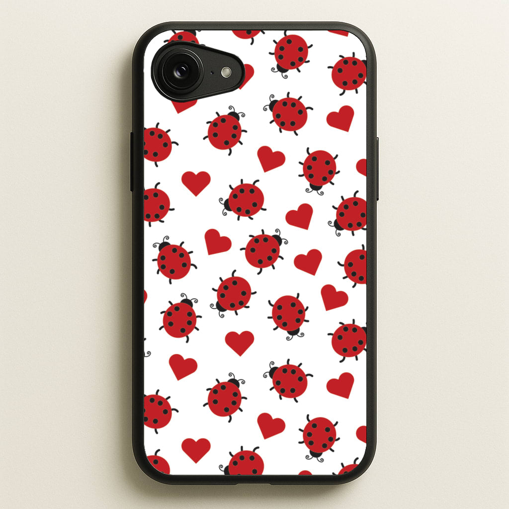 Ladybugs And Hearts Pattern  - Patterns Phone Case for iPhone 16e