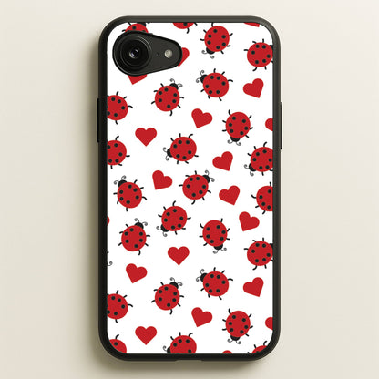 Ladybugs And Hearts Pattern  - Patterns Phone Case for iPhone 16e
